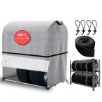 SDAVO タイヤラックカバー 屋外 防水 ダブルファスナー 420D 厚手 8本収納 タイヤ保管カバー 便利な