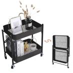 Melody House キッチン ワゴン キャスター付き 2段 取り付け簡単 折りたたみ式 折畳可能 隙間