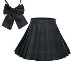 (Matreeglam) 制服スカート プリーツスカート ミニスカート チェック柄スカート 同柄リボン 可愛い