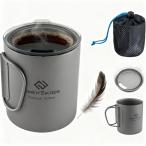 COOK'N'ESCAPE チタン マグカップ 300ml 蓋付き ダブルウォール 二重構造 保温 保冷 軽量 折りたたみ式