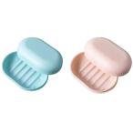  мыло коробка крышка имеется мобильный .. модный удобный осушитель путешествие место хранения водонепроницаемый вода утечка предотвращение мыло коробка ( розовый + синий 2 позиций комплект 