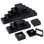 BENECREAT 24個 ジュエリーボックス 5.05x5.05x2cm 宝石箱 窓付 ルースケース 宝石収納 内部ベルベット