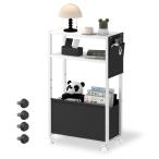 サイドテーブル スリム Druvia キャスター付き 収納ポケット2つ付き 2WAY移動式 奥行18cmの超薄型 隙