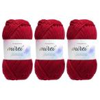 ショッピング毛糸 ミレイズコットンヤーン 並太 毛糸 3玉セット 1玉約100g210m かぎ針編み 編み物 (col.67ルビーレッド)