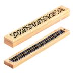 Aquafix お香立て 横置き 線香立て 線香皿 木製 フタ ステンレスネット付き 茶道用品 竹細工 透か