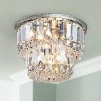 Saint Mossi K9 Crystal Chandelier with 3 Lights and 2-Tier,Modern Flus