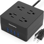 5ft Power Strip, SUPERDANNY Surge Protector 900 Joules, 4-Outlet 4-USB Extension Cord, Overload Switch, Grounded, Mountable, Desktop Charging Station