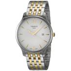 Tissot mens Tradition Stainless Steel Dress Watch Grey &amp; Yellow Gold T