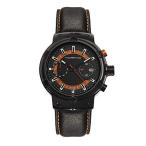 Morphic M91 Series Chronograph Leather-Band Watch w/Date, Black/Orange