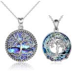 ONEFINITY Tree of Life Jewelry Set Sterling Silver Abalone Shell Crystal Tree of Life Pendant Necklace Family Tree Jewelry for Women Gifts　並行輸入品