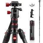 CAMOLO 75インチ カメラ三脚 デジタル一眼レフ三脚 旅行 アルミカメラ 三脚 一脚 360° パノラマボールヘッド クイックリリースプレート付き プロフェッショナ