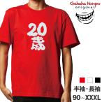 20歳     ガハハ本舗 おもしろtシャツ 面白いtシャツ tシャツ 半袖 長袖 メンズ レディース  漢字 文字