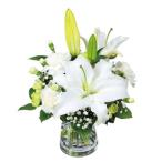 花キューピット 花束 （グラスブーケ） お供え お悔やみ お盆 お彼岸 法要 枕花 ご葬儀 【512477】