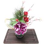 和風 フラワーアレンジ 竹ござ付 お正月 正月飾り 迎春 フラワーアレンジ 造花 花 プレゼント リビング 玄関 お祝い お花 ギフト 開店祝い お歳暮 御歳暮