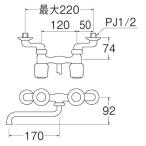 三栄 水栓金具 【K131-LH】ツーバルブ混合栓