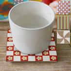 九谷焼 青郊窯 色絵角皿コースター 