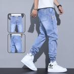  Denim брюки брюки-джоггеры мужской конические брюки талия резина длинные брюки джинсы casual рабочая одежда работа брюки работа надеты 