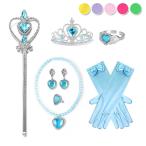  детский Princess аксессуары роскошный комплект украшать подарок перчатки Tiara палка кольцо серьги Рождество девочка день рождения party 