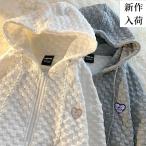  Parker женский вафля ткань tops проверка застежка-молния имеется капот casual одежда большой размер свободно 