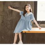 ワンピース キッズ 子供服 女の子 夏 ひざ丈 ギャザー おしゃれ カジュアル ハイウエストフリル 可愛い 小学生 無地 シンプル チュニック