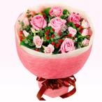 花キューピット 花束 ピンク系のお花のかわいいブーケ メッセージカード無料 -511085 生花 フラワーギフト 誕生日プレゼント 宅配 花