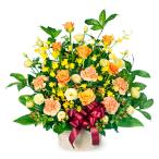 ５月のおすすめ 黄色・オレンジ系のお花のアレンジメント メッセージカード無料  511500 生花 フラワーギフト 誕生日プレゼント 宅配 花