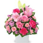 ショッピングメッセージカード無料 フラワーギフト 花キューピット ピンクの花々でまとめたアレンジメント メッセージカード無料 512699  生花 誕生日プレゼント 宅配 花