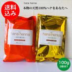 【正規品】【メール便送料無料】 hana henna ハナヘナ ナチュラル ＆ハーバルブラウンSET 100g×2 白髪染め 天然ヘナ オーガニック トリートメント 自宅用