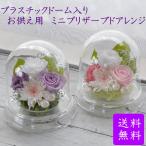 仏花 プリザーブドフラワー お供え 花 供花 供養花 仏壇 線香 喪中はがき ミニサイズ ペット 枯れない花 プラスチックドーム仏花プリザーブドアレンジメント