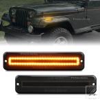【並行輸入品】アンバーLEDサイドマーカーライトスモークLEDフロントフェンダーバンパークリアランスライトジープラングラーYJ 1987-1995用ウィンカーランプ