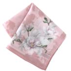 ウェッジウッド　大判プリントハンカチ　マグノリア（モクレン）　シルク＆コットン　ピンク