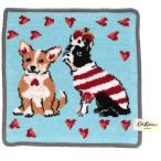 キャス キッドソン　シェニール織　タオルハンカチ　バーニー＆スクィーニー　ブルー