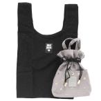 マリークワント　エコバッグ/マイバッグ　巾着付き　キルティング柄　グレー