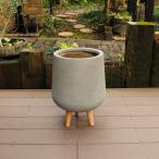 植木鉢 カバー ファイバークレイ 丸型 背高 ロータイプ脚付き 30×41