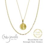 ショッピングロンハーマン chibi jewels チビジュエルズ 4WAY レイヤード レクタングル チェーン 重ねづけ マリア メダイ ロング コインネックレス ゴールド 14金仕上げ Gold