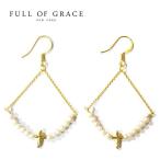 ★  FULL OF GRACE フルオブグレイス 真珠パール 十字架モチーフ チェーンピアス Pearl Cross Earrings Gold