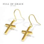 ★  FULL OF GRACE フルオブグレイス キュービックジルコニア パール 十字架クロス ゴールドピアス Pearl  Gold Earrings Gold