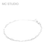 MC STUDIO エムシースタジオ 長方形 楕円 極細 華奢 チェーン シルバー ブレスレット Tiny Rectangle Chain Bracelet Silver