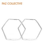 PAZ COLLECTIVE パズ コレクティブ ワイヤー ヘキサゴン 六角形 ハンマー 平打ち フープピアス シルバー Silver