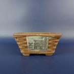 [ б/у ] бонсай горшок Kobe маленькая миска длинная сторона примерно 9.2cm правильный person горшок цветная роспись пейзаж . гравюра грязь горшок на данный момент товар б/у горшок 