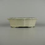 [ б/у ] бонсай горшок .. средний длинная сторона примерно 25.2cm. дерево . горшок вне . глазурь на данный момент товар б/у горшок 