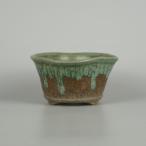 [ б/у ] бонсай горшок .. маленький размер длинная сторона примерно 12.2cm деформация круг горшок глазурь на данный момент товар б/у горшок 