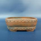 [ б/у ] бонсай горшок грязь . маленькая миска длинная сторона примерно 9.4cm длина person горшок . угол шпилька удар грязь горшок на данный момент товар б/у горшок 