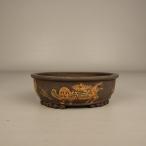 [ б/у ] бонсай горшок грязь . маленькая миска длинная сторона примерно 8.7cm эллипс горшок вне .. пара грязь горшок .. для на данный момент товар б/у горшок 