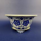 [ б/у ] бонсай горшок Kiyoshi .. маленький размер длинная сторона примерно 10.4cm круг горшок вне . белый фарфор с синим рисунком цветок на данный момент товар б/у горшок 