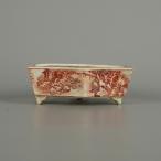 [ б/у ] бонсай горшок . гора человек маленькая миска длинная сторона примерно 9.8cm шестиугольник горшок . пара красный . ландшафт иллюстрированная книга ... для на данный момент товар б/у горшок 