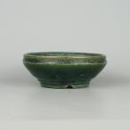 [ б/у ] бонсай горшок Tokoname превосходящий . маленький размер длинная сторона примерно 14cm круг горшок зеленый . глазурь на данный момент товар б/у горшок 