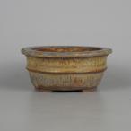 [ б/у ] бонсай горшок лодка гора маленький размер длинная сторона примерно 12.2cm круг горшок вне . средний obi глазурь на данный момент товар б/у горшок 