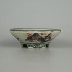 [ б/у ] бонсай горшок Kutani маленький размер длинная сторона примерно 10cm круг горшок цветная роспись дракон .ryuu тигр .. для на данный момент товар б/у горшок 