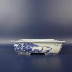 [ б/у ] бонсай горшок .. есть маленький размер длинная сторона примерно 15.2cm длина person горшок белый фарфор с синим рисунком пейзаж China горшок .. для на данный момент товар б/у горшок 